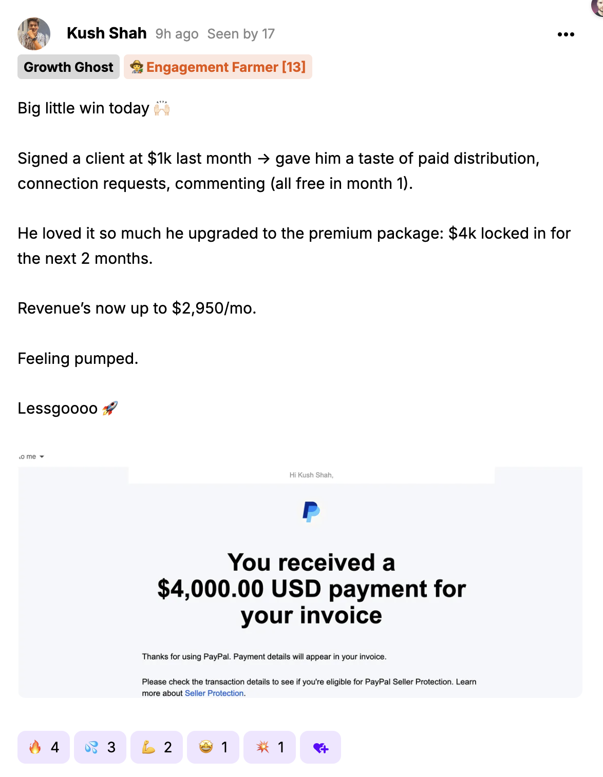Kush Shah — $4K client